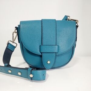 Teal Vegan Leather Crossbody Saddle Bag - Women's Shoulder Bag